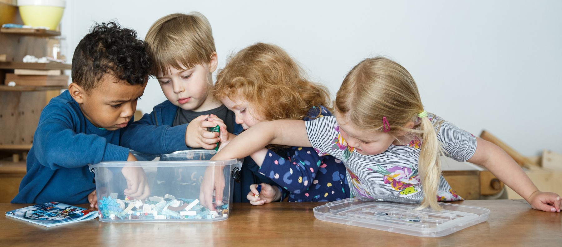 Children playing with lego